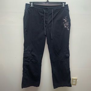 Black Embroidered Cargo Pants